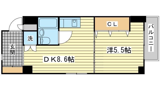 ファーストイン英賀保駅前(1DK/5階)の間取り写真