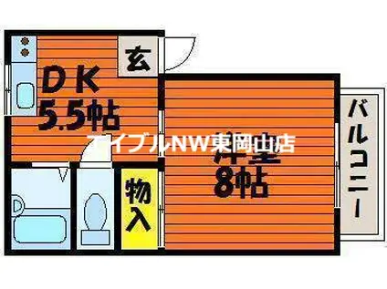 シティーハイツ(1DK/2階)の間取り写真