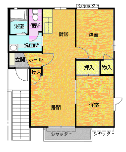 フォンテーヌ D-201(2LDK/2階)の間取り写真