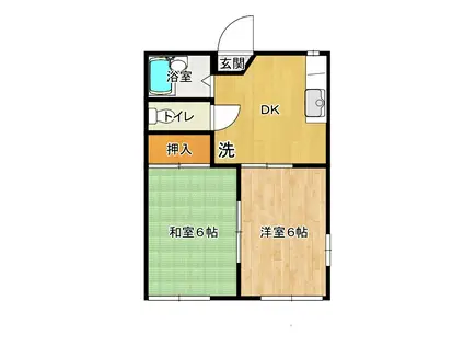 ハイツパープル(2DK/1階)の間取り写真