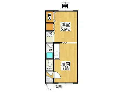 広明ハイツ(1DK/2階)の間取り写真