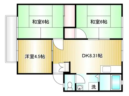 ウィンディア C II(3DK/2階)の間取り写真