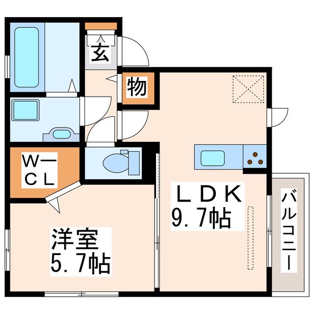 ウィステリア江津(1LDK/2階)の間取り写真