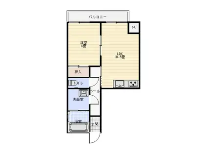 白潟トーケンレジデンス(1LDK/5階)の間取り写真