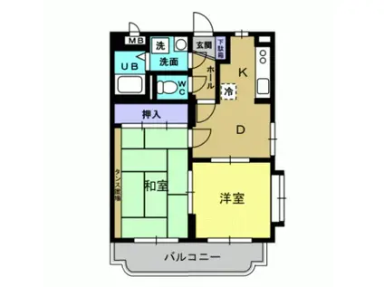 ガーデンハウス(2DK/2階)の間取り写真