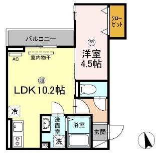 ベイ ブランシェ老松(1LDK/3階)の間取り写真