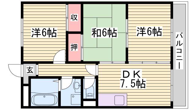 タウンズイノウエ(3DK/3階)の間取り写真