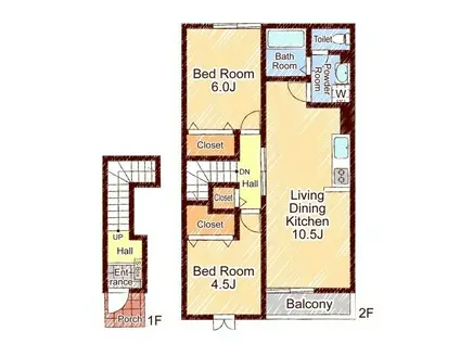 SWEET HOME(2LDK/2階)の間取り写真