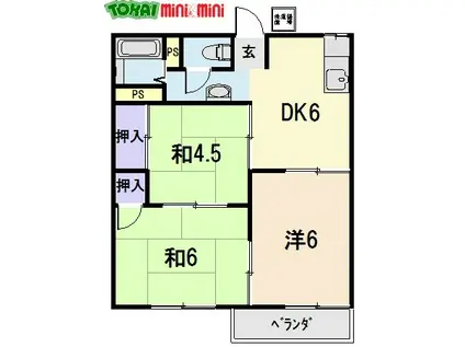 ラフォーレ城南(3DK/1階)の間取り写真