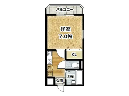 パラッツオ伏見(1K/3階)の間取り写真