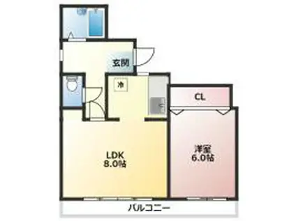 サンパレス21(1LDK/1階)の間取り写真