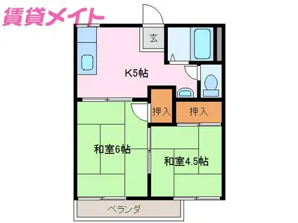 コーポ幸洋(2DK/2階)の間取り写真