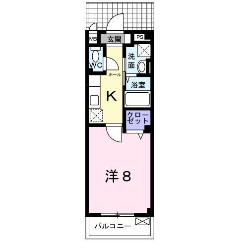プラシード鳥羽I(1K/1階)の間取り写真