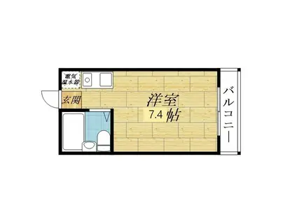 ソサエティ山手(ワンルーム/3階)の間取り写真