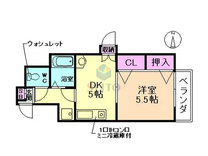 グレース曽根(1DK/4階)の間取り写真