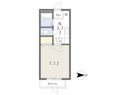 エクセルシャトー菱沼(1K/1階)の間取り写真