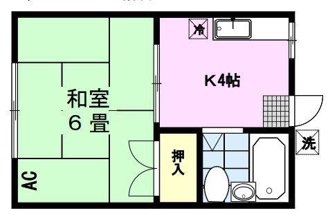 曽根ハウス(1K/2階)の間取り写真