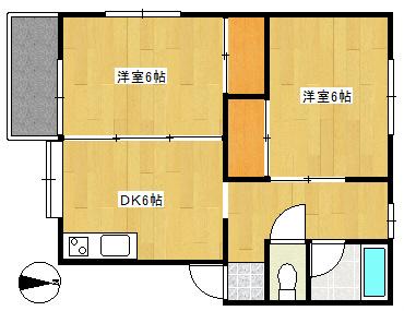 サンハイツ2(2DK/1階)の間取り写真