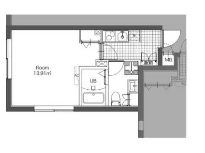 センターコート芝(1K/3階)の間取り写真