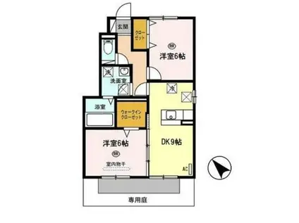 プラム パディー(2DK/1階)の間取り写真