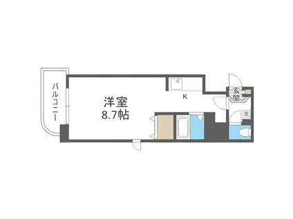 エルドラード中の島(1K/8階)の間取り写真