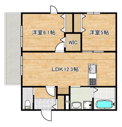 SHAIN MUTSUMIシャインムツミ(2LDK/1階)の間取り写真