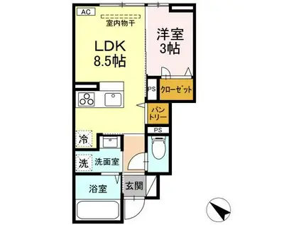 レスア柏崎III(1LDK/1階)の間取り写真