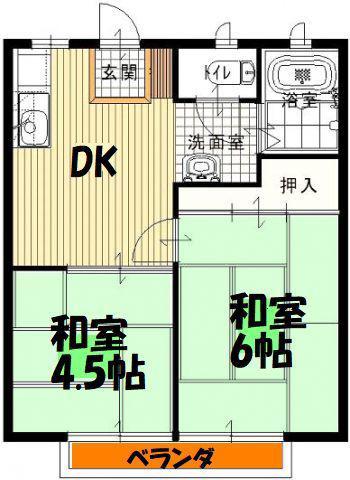けやきハイツ(2DK/2階)の間取り写真