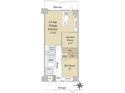 アパガーデンコート京都駅前(2LDK/11階)の間取り写真