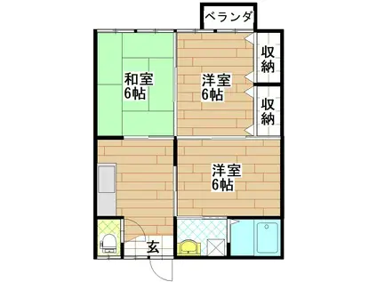 ロータス・ワン(3K/2階)の間取り写真