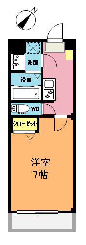 ラフェリシア愛宕(1K/2階)の間取り写真