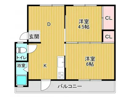 ナナミール西明石クラシコ(2DK/3階)の間取り写真