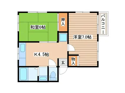 パークハイツ(2K/1階)の間取り写真