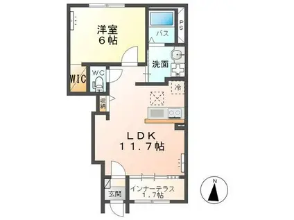 シェーンハイムA(1LDK/1階)の間取り写真