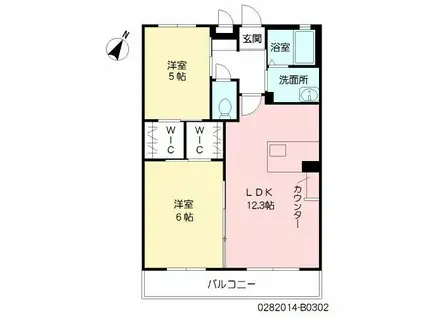 プロムナード夢咲南棟(2LDK/3階)の間取り写真