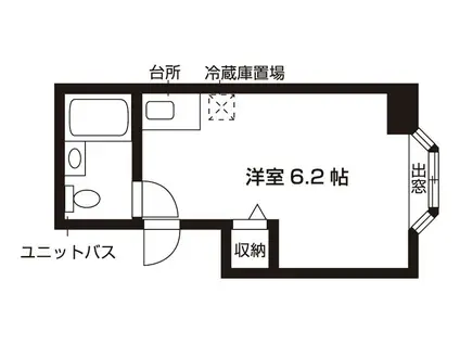 吾道庵PARTI(1K/2階)の間取り写真