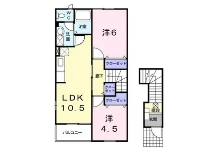 アースブラウンK・TIII(2LDK/2階)の間取り写真