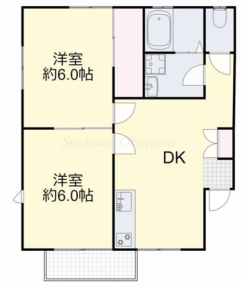 コーポ洋らんF(2DK/1階)の間取り写真