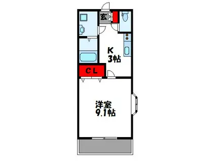 ミュールこが(1K/1階)の間取り写真