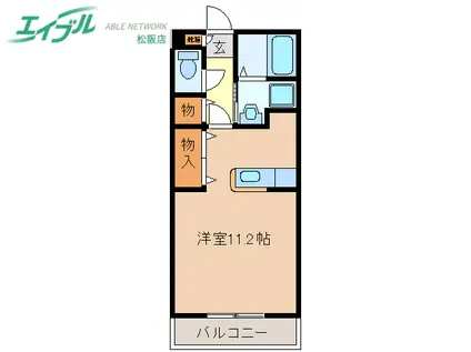 P-ALLEGIANCE B棟(ワンルーム/1階)の間取り写真