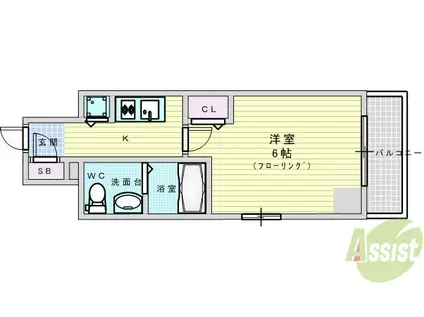 エスリード江坂垂水町(1K/7階)の間取り写真