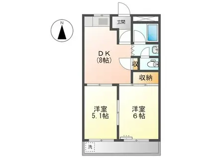 ハイツ西上A(2DK/1階)の間取り写真