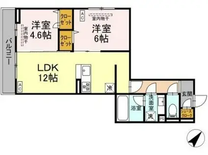 リエージュ(2LDK/3階)の間取り写真