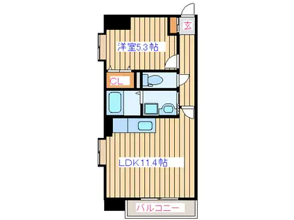 リジェール榴岡公園(1LDK/2階)の間取り写真