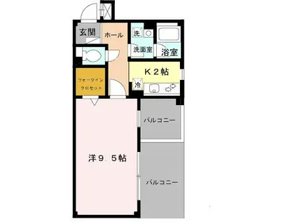 グランブルー(1K/1階)の間取り写真