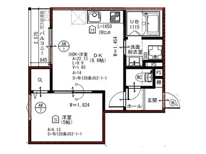 アート吹田藤が丘(1LDK/1階)の間取り写真