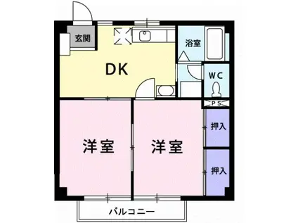 アルカディア(2DK/2階)の間取り写真