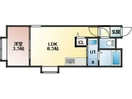 アストール1(1LDK/2階)の間取り写真