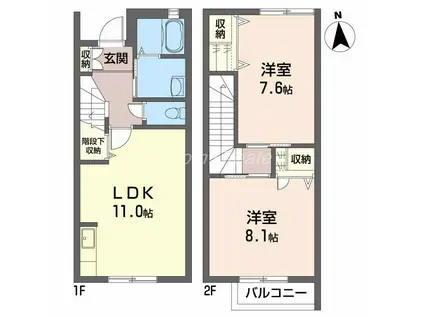 シャーメゾンV番館(2LDK/1階)の間取り写真