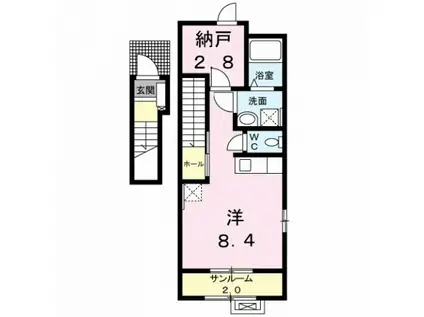 アクティブシティ(ワンルーム/2階)の間取り写真